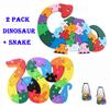 2 Pack - English Letters Toys Brains Lovely Wooden Snake Dinosaur Puzzles 3D Puzzle Educational Children Wooden Toy
