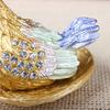 Фигурка цыпленка со стразами Металлическая имитация курицы Брелоки Шкатулка Контейнер Держатель Декорация для дома и офиса Настольное украшение