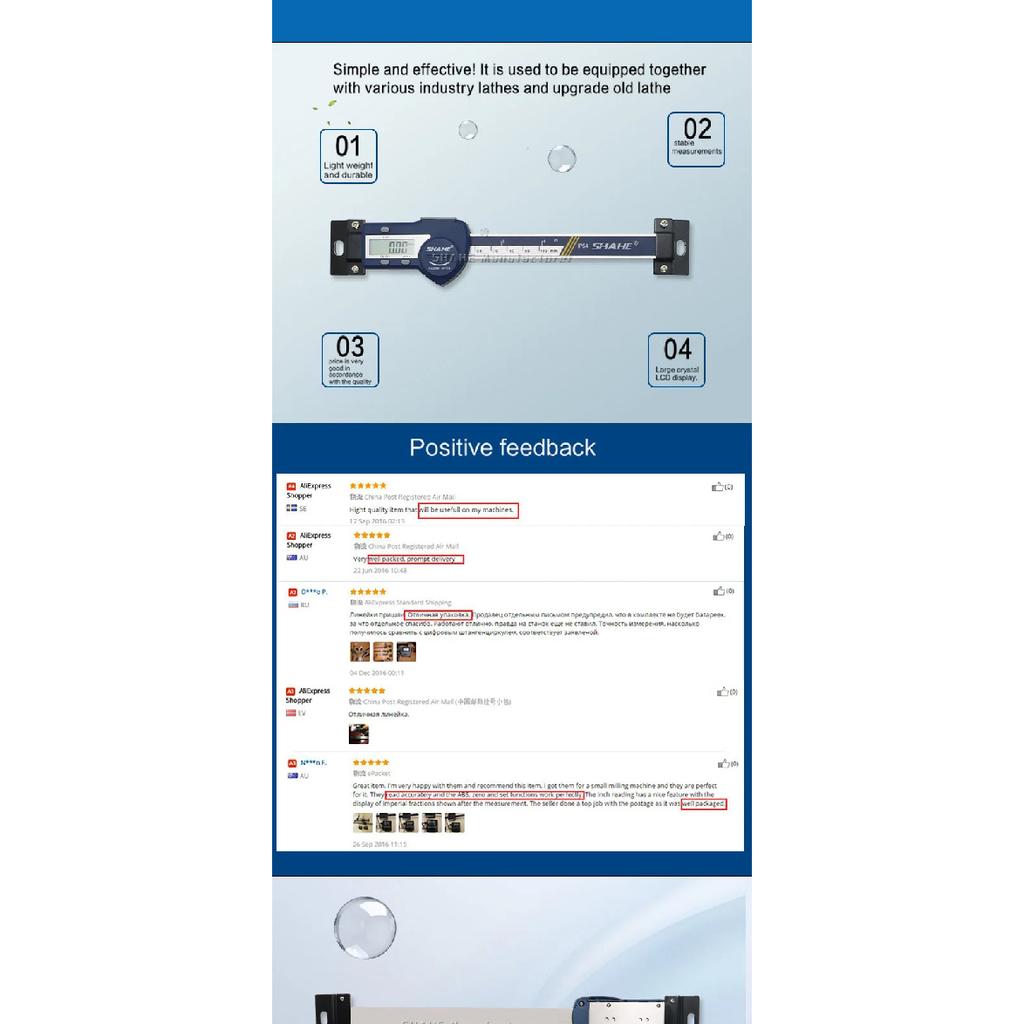 SHAHE 100 mm Stainless Steel Horizontal Linear Scale Type Digital Caliper LCD Display