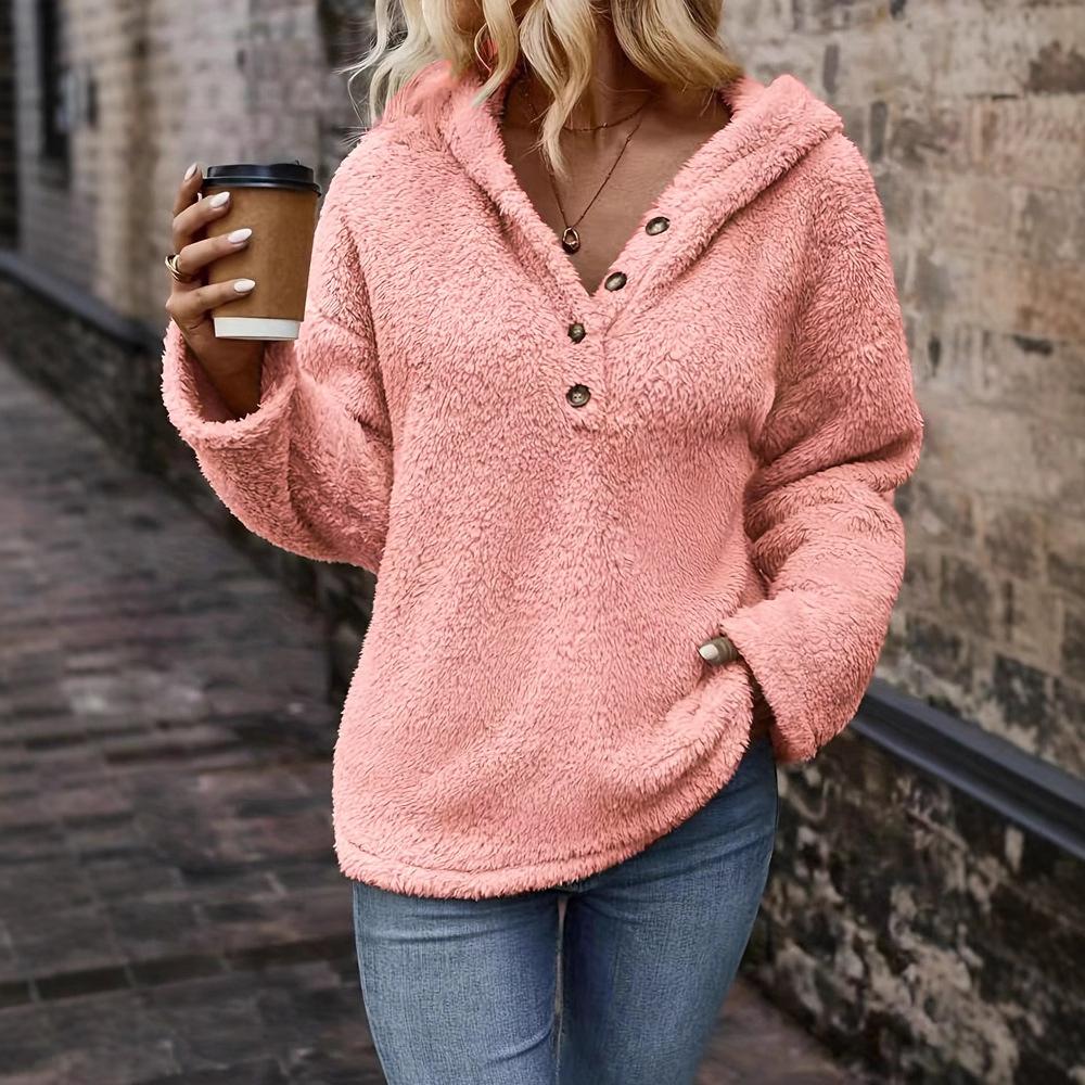 New Women's Casual Hooded Long-sleeved Pullover Pure Multi-color Women's Plush Warm Jacket