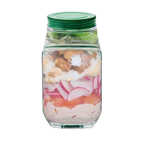 Банка для салата с боковой дверцей, встроенной миской для приправ, большой контейнер для салата с завинчивающимися крышками