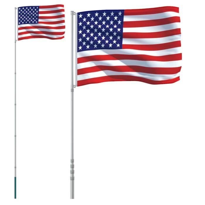 VidaXL Drapeau des États-Unis et mât 5,55 m Aluminium 3147141