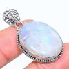 Natural Rainbow Moonstone Gemstone 925 Solid Sterling Silver Pendant 1.30" J3P40