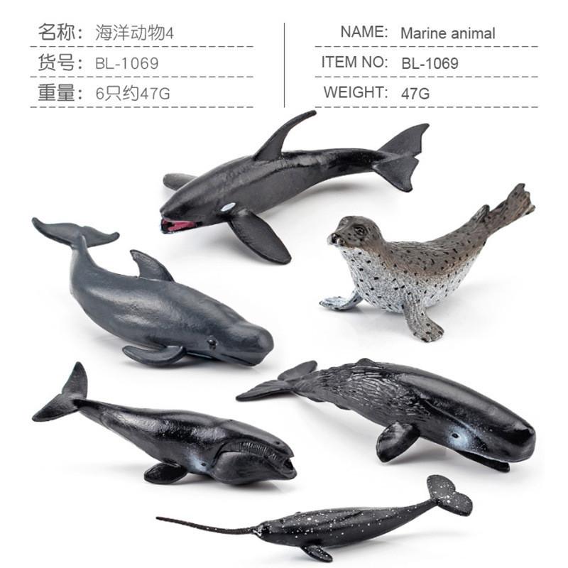 Коллекция моделей морских существ в ассортименте с реалистичными фигурками осьминога, черепахи, кита и пингвина, идеально подходящая для игры и образовательных целей