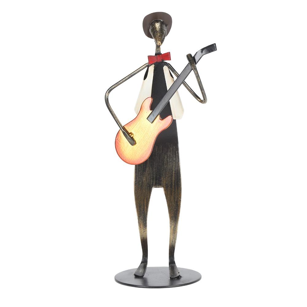 Matte Musician Sculpture Black Iron Figurine Statues Desktop Ornament Living Room