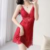 Sexy pajamas female pure desire wind 1011 spring and summer lace with chest pad suspender nightdress nightgown two-piece set hollow