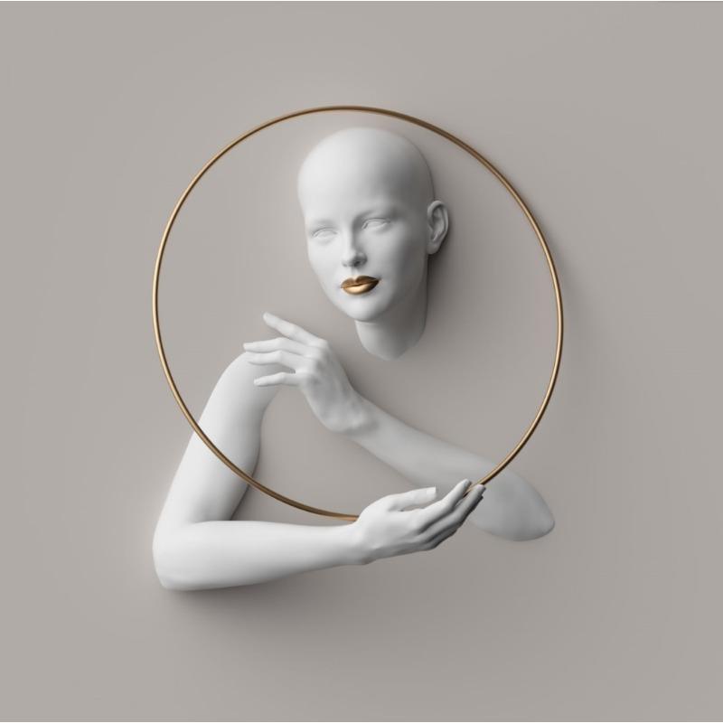 Золотая металлическая фигура статуя обнимает художественный постер, украшение дома, высокое разрешение, покраска распылением, безрамная основа для холста