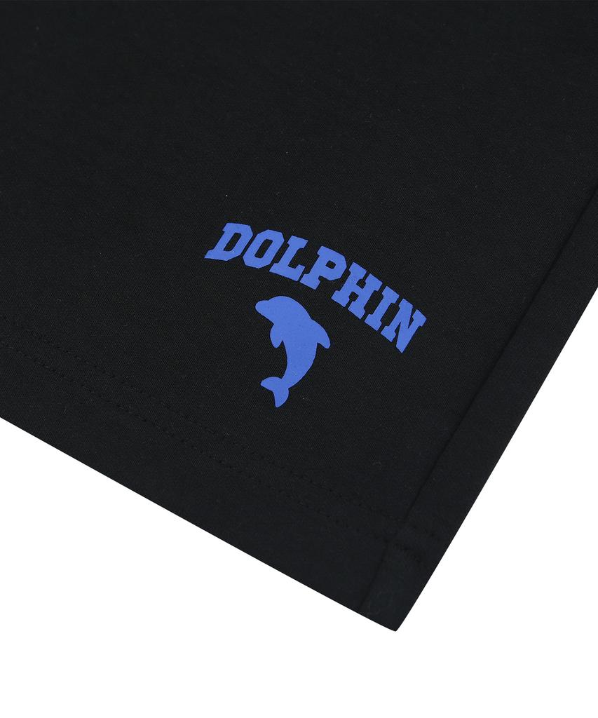 DOLPHIN WAVE APPAREL Черные шорты-бермуды с одним защипом и силиконовым принтом логотипа-арки