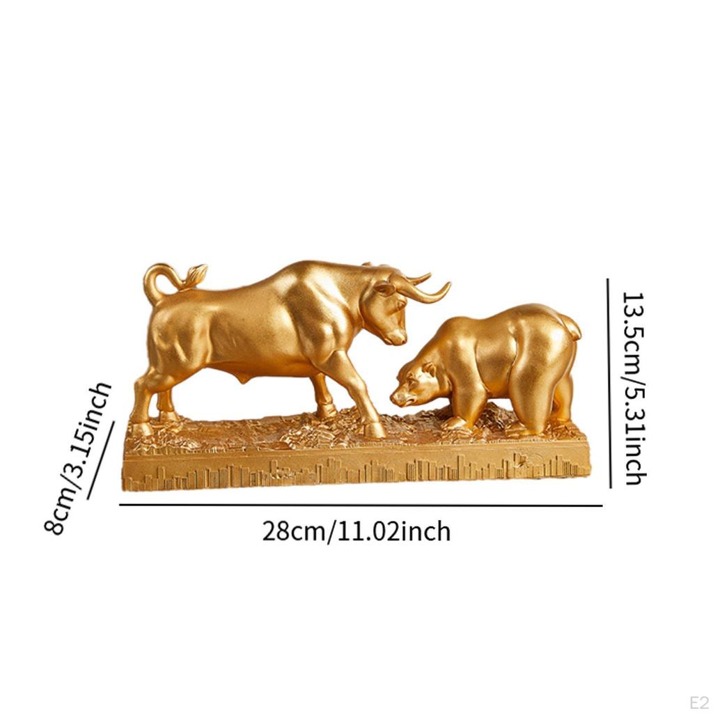 Скульптура животного быка и медведя, настольная витрина, коллекция фэн-шуй 11x3x5.3 дюймов для жилого пространства