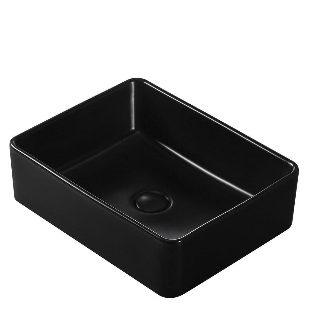 С эксклюзивным сливом JOMOWN Отдельно стоящая керамическая раковина для мытья рук [В комплекте] Раковина, черная, Чаша, Стильная, Маленькая, Раковина,