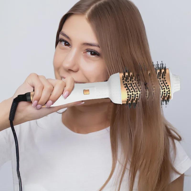 Многофункциональный фен двойного назначения и выпрямляющая расческа из белого золота — стандарт США