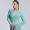 Одежда для йоги Bubble Top Cross Fitness Sexy Crop Solid Color Yoga Long Sleeve Woman