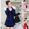 Thick Woolen Women's Coat Autumn and Winter Long Coat with Fur Collar