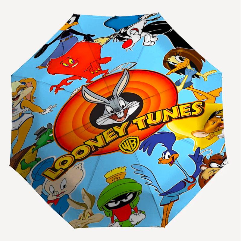 1 шт. Автоматический складной зонт Looney Tunes, компактный, с 8 спицами, легкий дизайн, для женщин/мужчин 1197A
