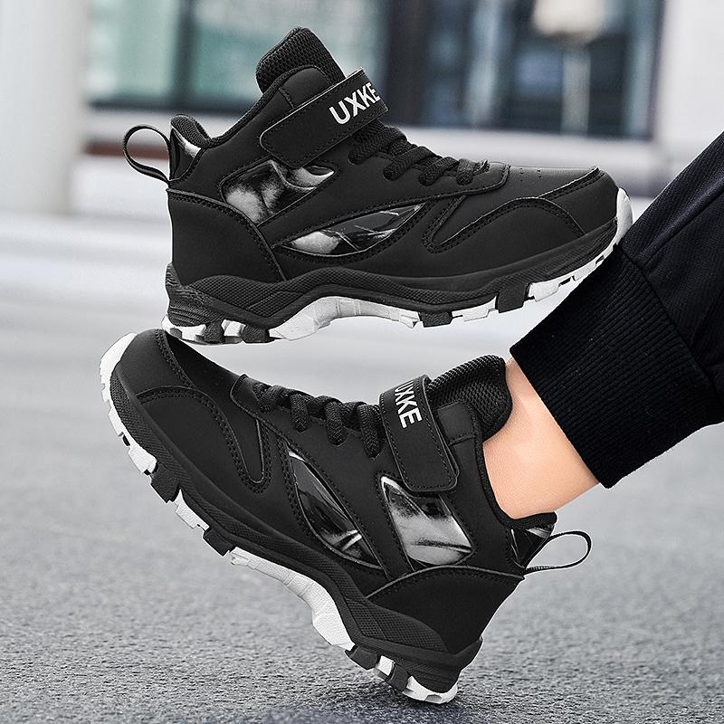 Осенне-зимние высокие спортивные ботинки для мальчиков на липучке, детские ботинки, зимняя спортивная обувь