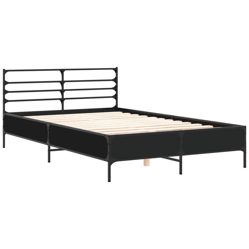 Bed Frame Black 135 x 190 cm Particleboard and Metal