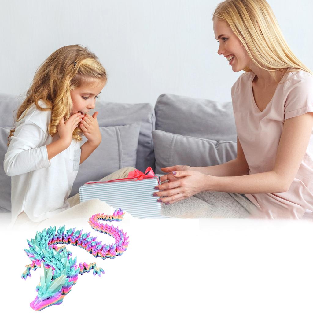 12-дюймовый гибкий 3D-печатный дракон с глазами, шарнирные 3D-печатные животные, 3D-печатные игрушки для снятия тревожности и СДВГ, уникальный домашний декор