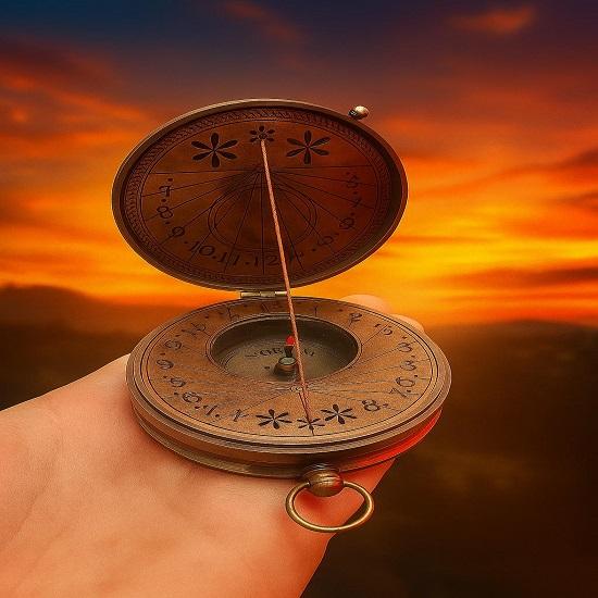 Brass Embossed Penny 1930 Sundial Rope Compass Gift For Home 7.62 cm