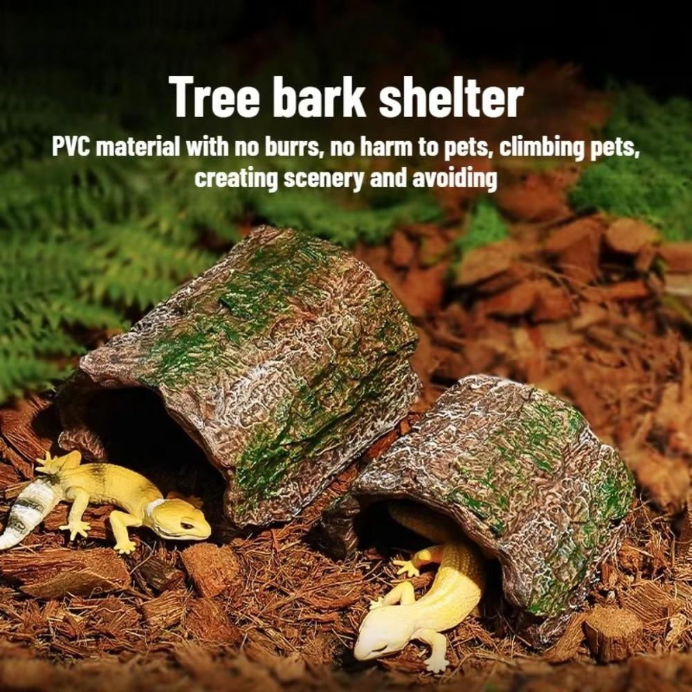 Simulation Tree Hole Shelter Escape Cave Lizard Hideaway Shelter Reptile Cave Terrarium Decoration