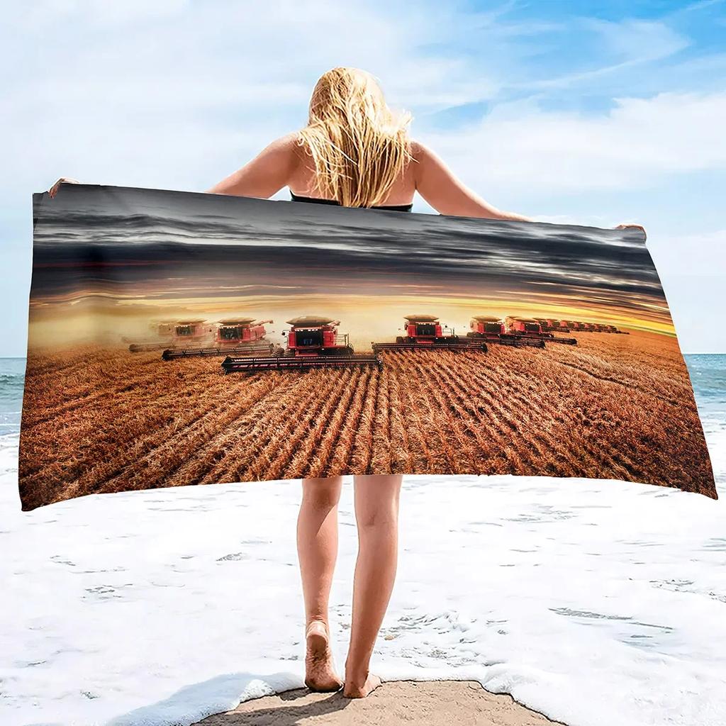 Microfiber Tractor Beach Towel, Sand Free Agricultural Vehicle Towels Oversized, Quick Dry Soft Bath for Sports