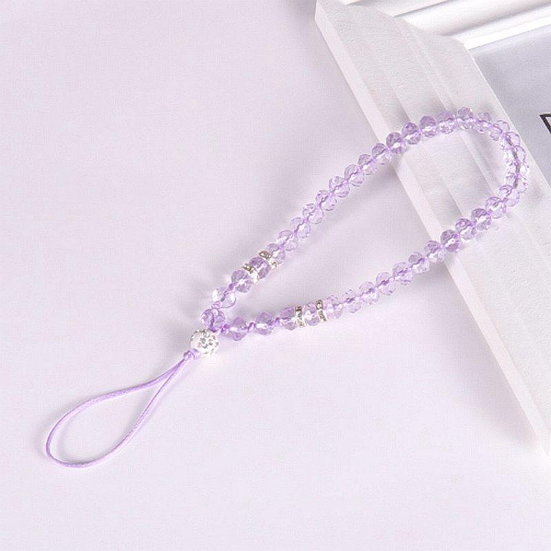 Crystal Beads Phone Short Lanyard Drop-Resistant Halter Lanyard DIY Girls' Solid Color Flat Beads
