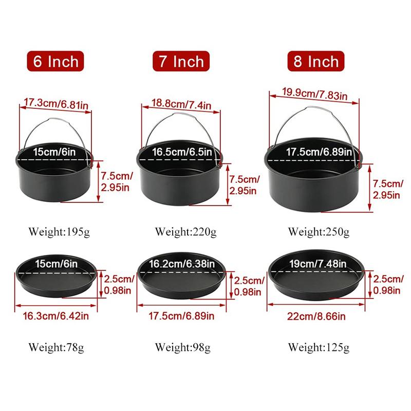 Air Fryer Accessories Durable Air Fryer Pizza Pan and Baking Cake Bucket Set Bread Pastry Baking Tools Kitchen Accessories