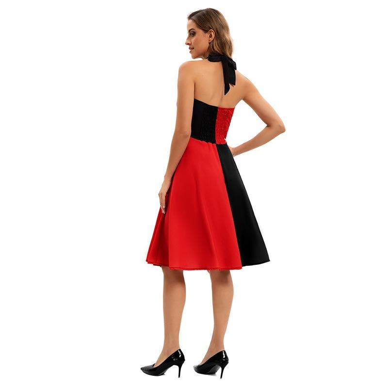 Новое Хэллоуинское пали черное и красное платье на подтяжках с контрастным принтом клоуна, костюм для сценического выступления