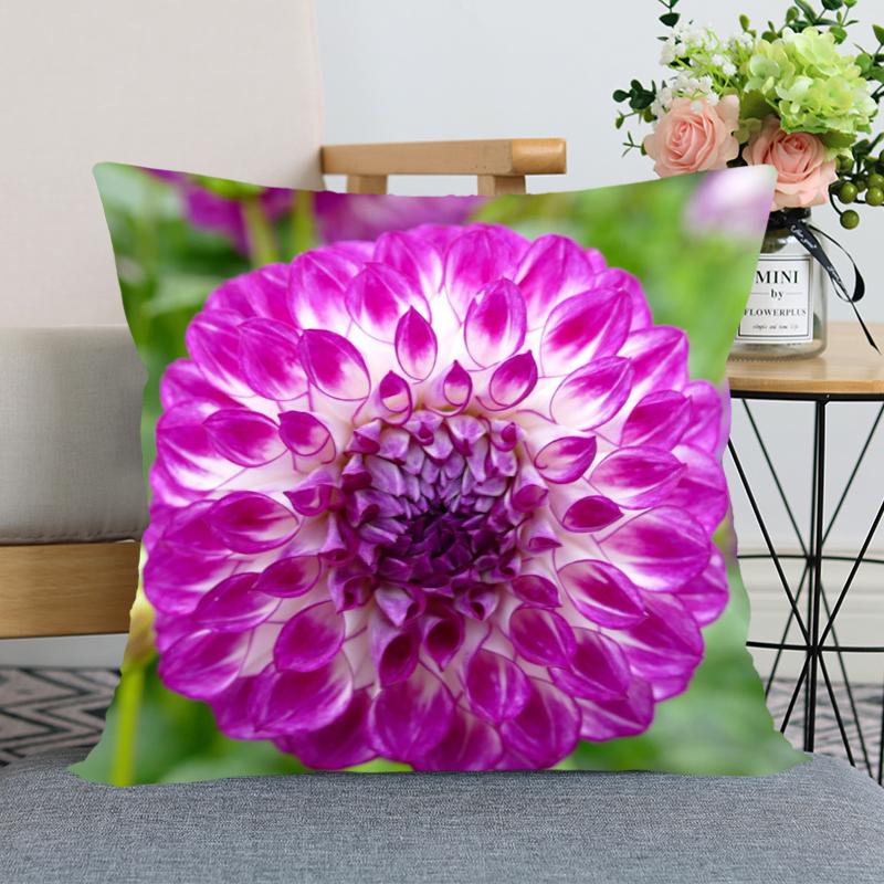 Наволочка с цветком георгина, декоративная наволочка для спальни, домашнего офиса, квадратная наволочка, мягкая