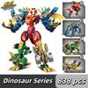 Новые наборы строительных блоков 4в1 Трансформирующийся робот Меха Мир динозавров Мех Модель для сборки Кирпичики Детские игрушки Подарки на день рождения для мальчиков
