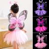 Kids Butterfly Wings Set Girls Butterfly Dress Headband Wand Halloween Party Costume Children Fairy Props Christmas Photography Clothes Props
