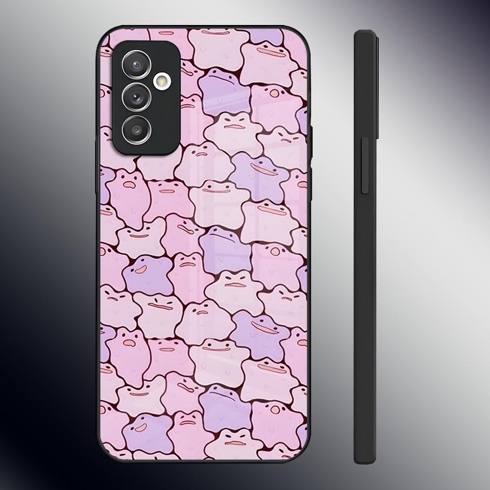 Мультяшный Милый Чехол-Телефон Дитто Для Samsung S24 Ultra S23 S22 S20 Fe S21 Plus A54 A34 A24 A53 A13 A16 Стеклянная Задняя Крышка