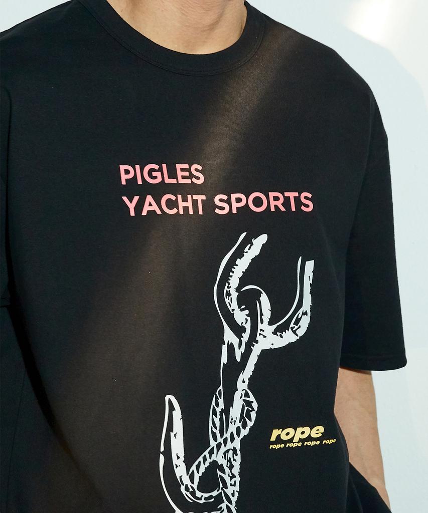 PIGLES Pgs Rope Motif Print T-Shirt (Black)
