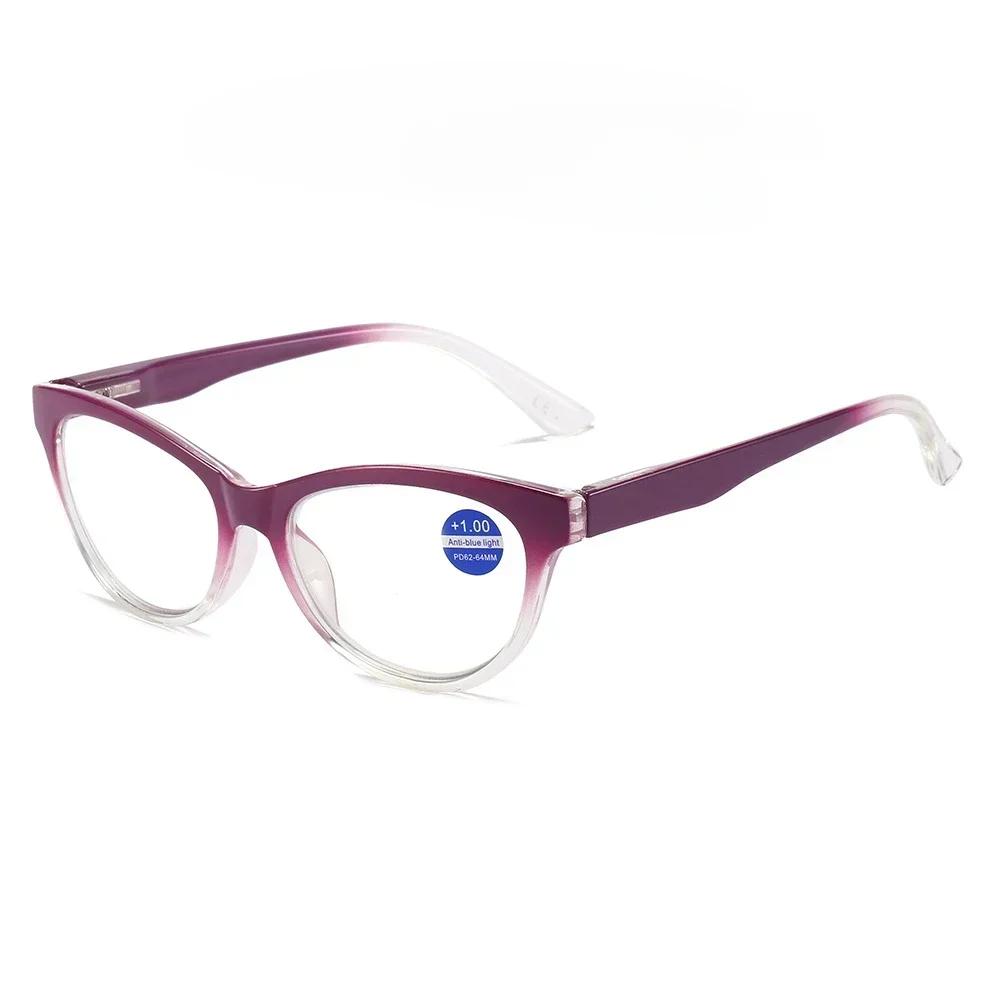 Очки с защитой от синего света, винтажные очки для пресбиопии с прозрачными линзами, модные прогрессивные цветные очки для чтения для женщин
