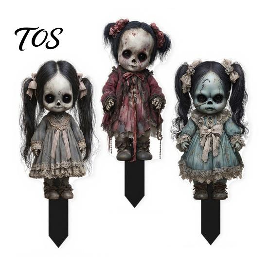 Weather Resistant Yard Decor Halloween Scarecrow Garden Stake, 2D Flat Creepy Zombie Ornament, Spooky Doll Waterproof Signs Decoration, Scary Art Sign