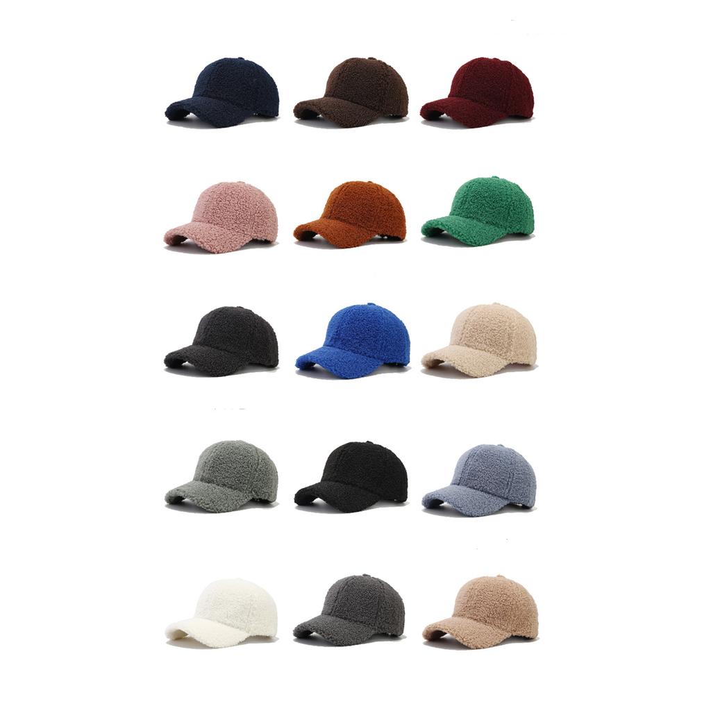 Шапка женская и зимняя однотонная бейсболка из овечьей шерсти теплая кепка ретро изогнутая шляпа от солнца