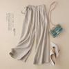 Women's Wide-Leg Cropped Linen Cotton Pants - High Waist, Loose Fit for Spring/Summer 2024.