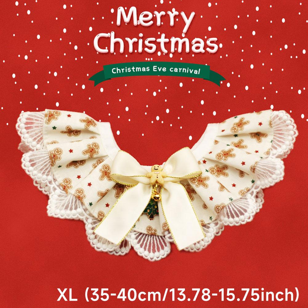 Рождественский кошачий собачий слюнявчик с кружевом, полотенце для слюны, регулируемые аксессуары для костюма питомца
