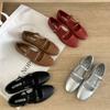 2025 Hot Street Style Silvery Women Mary Jane Shoes Ladies Casual Soft Dress Flats Shoes Elegant Leather Ballet Shoes Zapatos