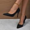 Lucyever Patent Leather Nude Pumps Women Plus Size Pointed Toe Office High Heel Shoes Woman 2024 Classic Shallow Mouth Pumps 42