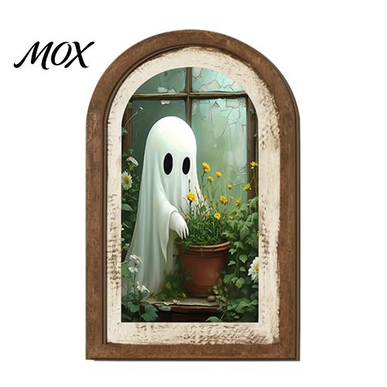Halloween Hanging Wall Decor Ghost/Witch Arched Decor, Cute Ghost Table Sign, Rustic Farmhouse Shelf Versatile Desktop Ornament Decorative Art