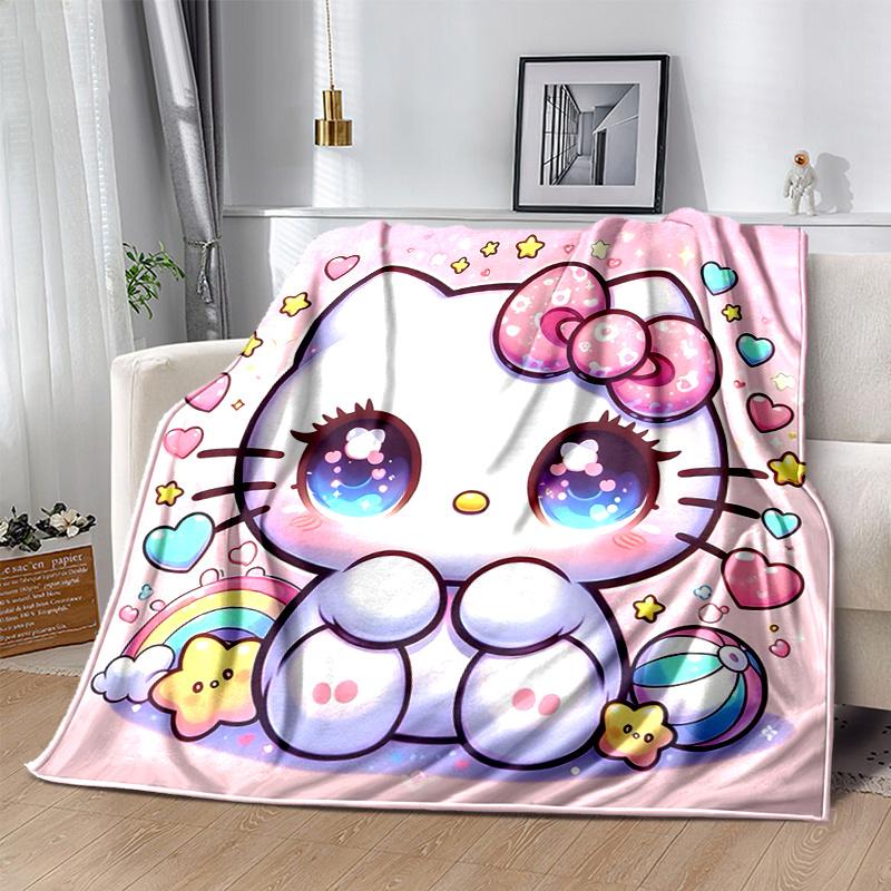 1pc Cartoon Hello Kitty's Magical Adventure Blanket,Living Room, Travel, Camping, Car Blankets, Beach, Office Naps, Seasonal Home Decorative Throw Gif