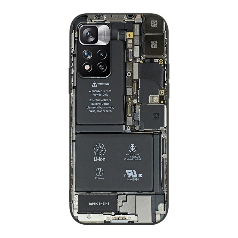 Motherboard Circuit Board Case for Xiaomi Redmi Note 9S 9 11 10 8 Pro 9C 9 K40 9A 7 8T 7A 9T Soft Silicone Black Phone Cover