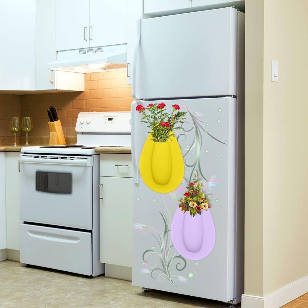 Self Adhesion Silicone Vase Stick on The Wall Flower Container Creative Flower Pot  Offices