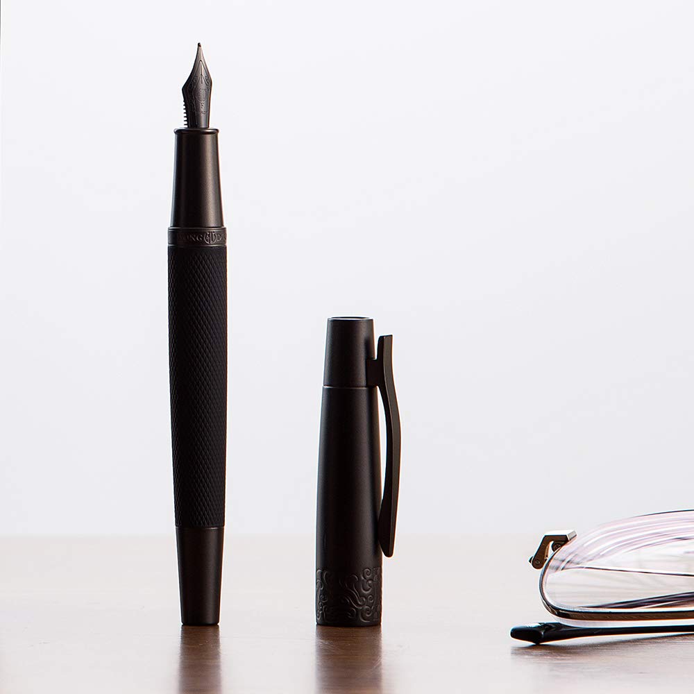 Fountain Pen Black Nib Fine Point Metal Gift Box Hongdian Men's