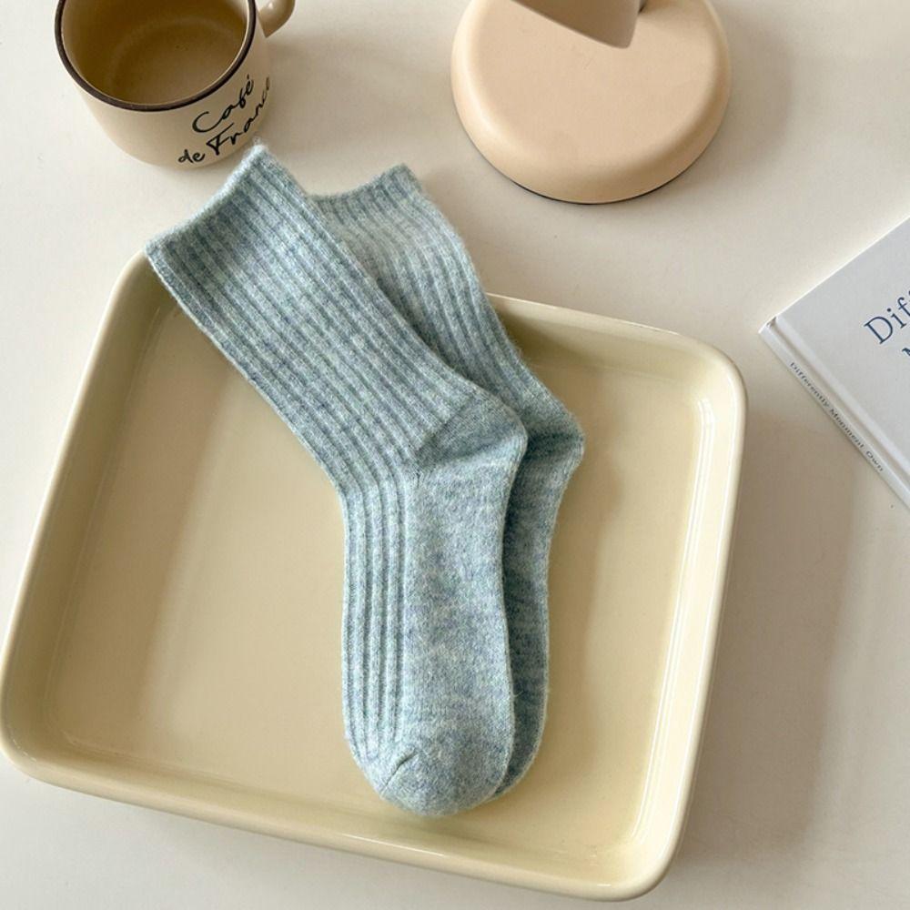Winter Wool Socks Solid Color Sleep Socks Thickened Cotton Socks  Women