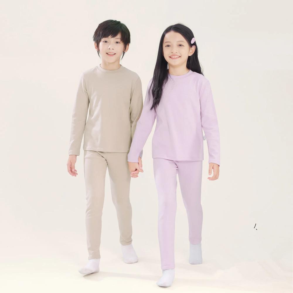 Autumn Kids Basic Pajamas Sets Soild Cotton Warm Toddler Boys Girls Sleepwear Suit Long Sleeve Homewear Children Clothing