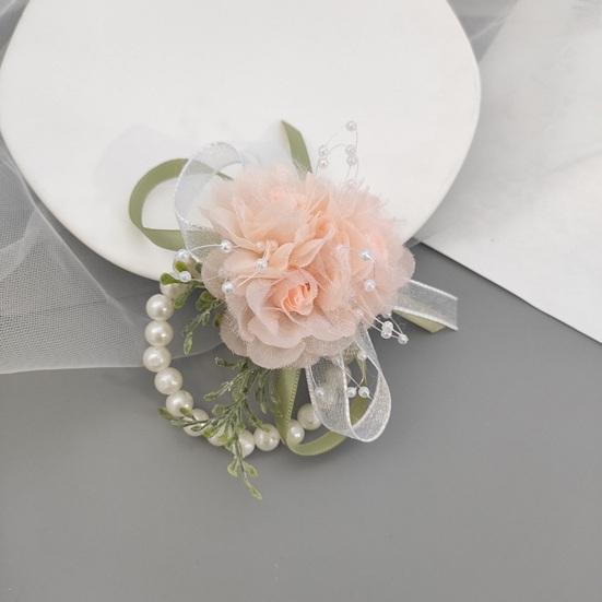 Свадебный браслет в лесном стиле с цветочным бантом из искусственного перала с кисточкой на груди поддельный цветочный декор на запястье