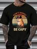 Playful Men's Short Sleeve Black T-Shirt Cute Vintage Print Capybara Shirt Be Capy Pure Cotton Men's and Women's Shirt T-Shirt