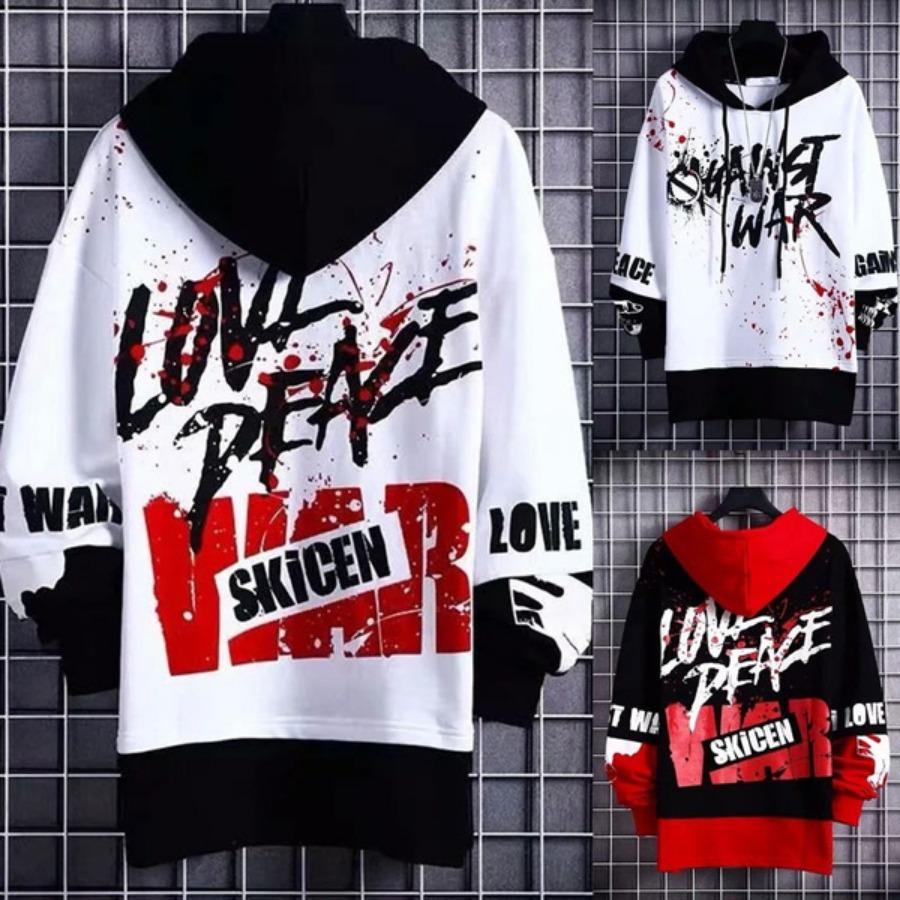 Модные мужские толстовки с капюшоном, повседневные мужские толстовки с буквенным принтом, уличные мужские толстовки с капюшоном, свободные спортивные толстовки