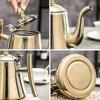 1.5L Gold Stainless Steel Teapot with Filter, Vacuum Insulated Coffee Carafe for Tea